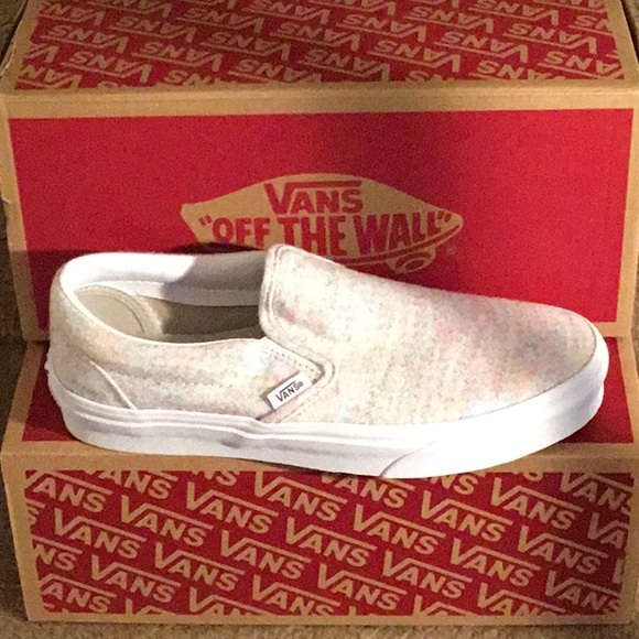 vans rainbow jersey slip on